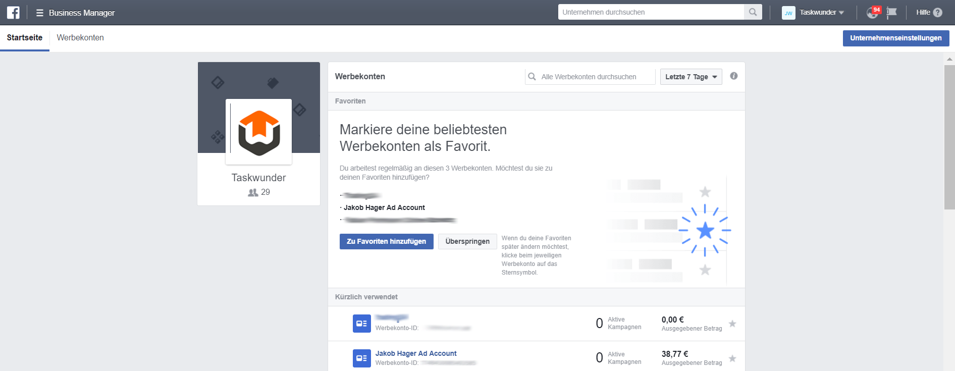 Facebook Business Manager Dashboard