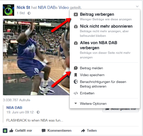 Facebook Werbeanzeige melden