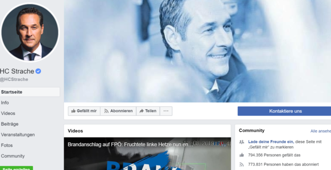 Facebook Seit von HC Strache
